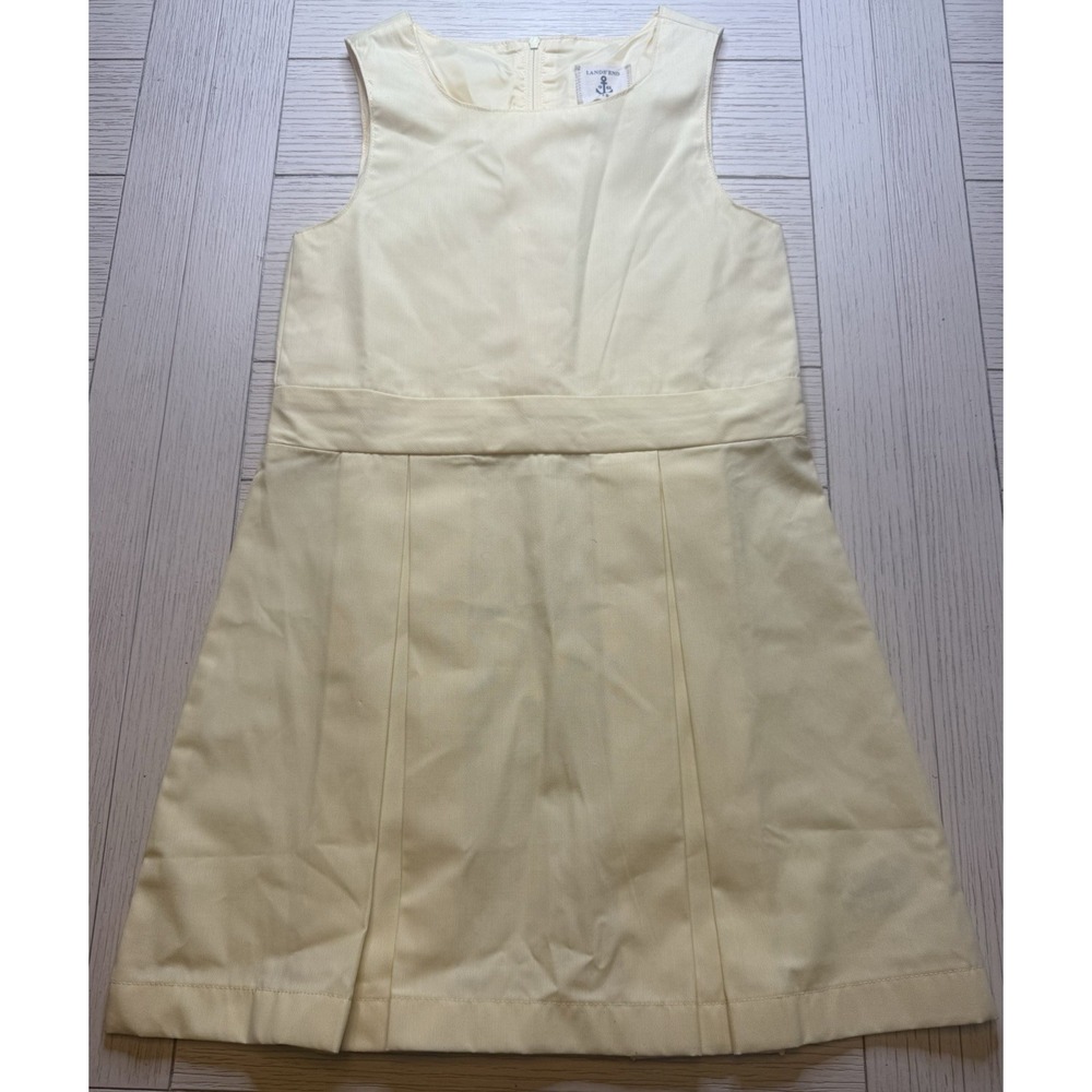 LANDS END Dress Sz 5 Girls Summer Dress Cottage Core Butter Yellow Cotton Blend